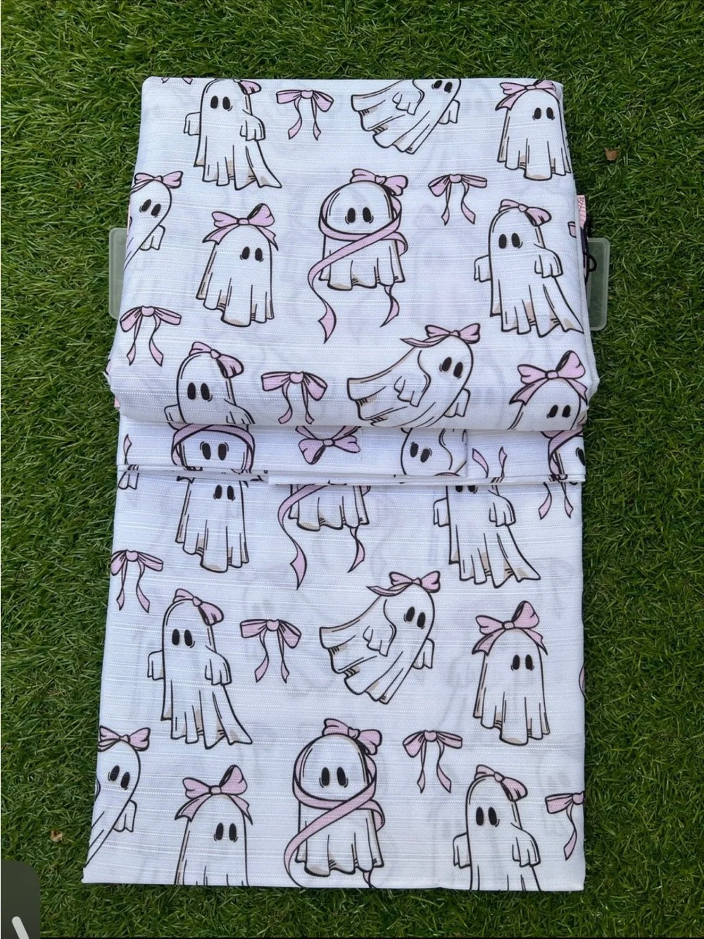 Halloween Ghosts & Pink Bows Fabric Shower Curtain